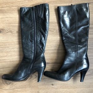 Browns brand black knee high heel boots